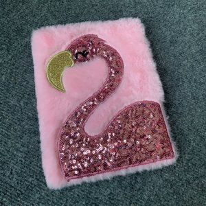 NEW fuzzy flamingo notebook!